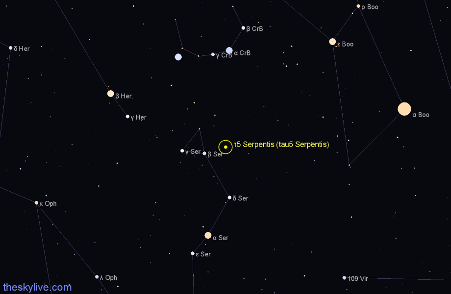 Finder chart τ5 Serpentis (tau5 Serpentis) star