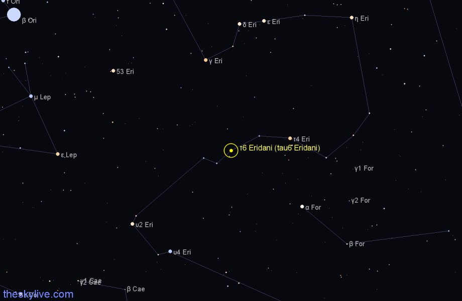 Finder chart τ6 Eridani (tau6 Eridani) star