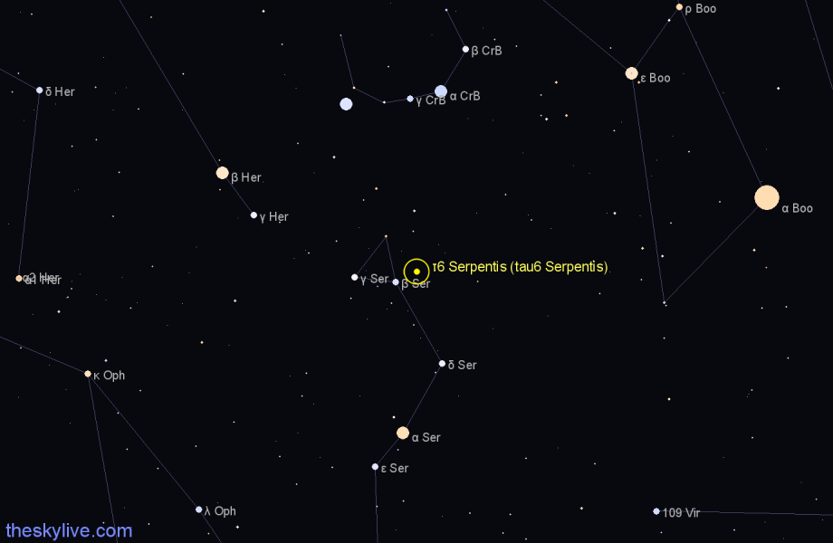 Finder chart τ6 Serpentis (tau6 Serpentis) star