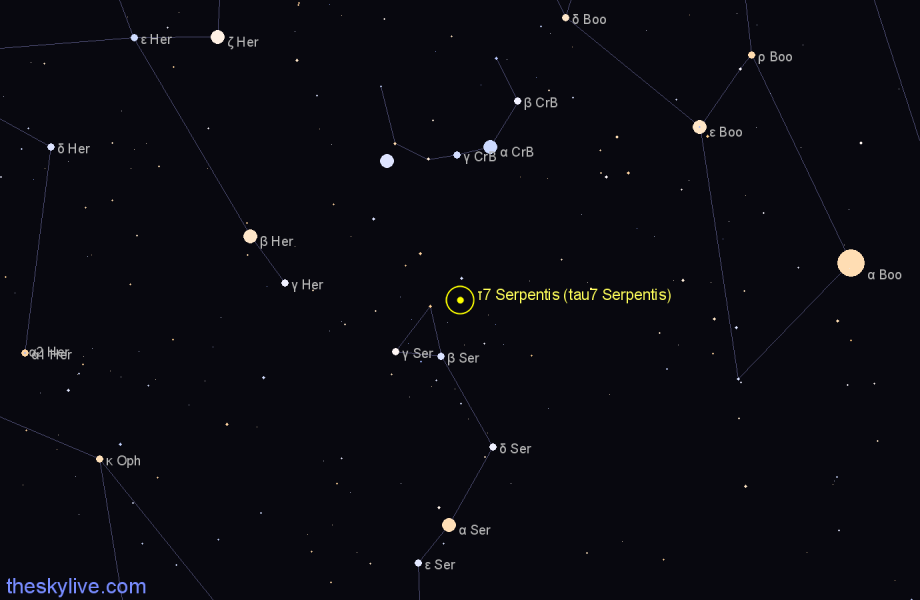 Finder chart τ7 Serpentis (tau7 Serpentis) star
