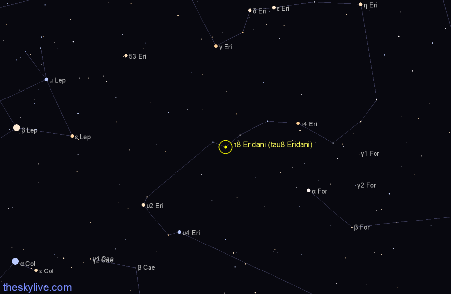 Finder chart τ8 Eridani (tau8 Eridani) star