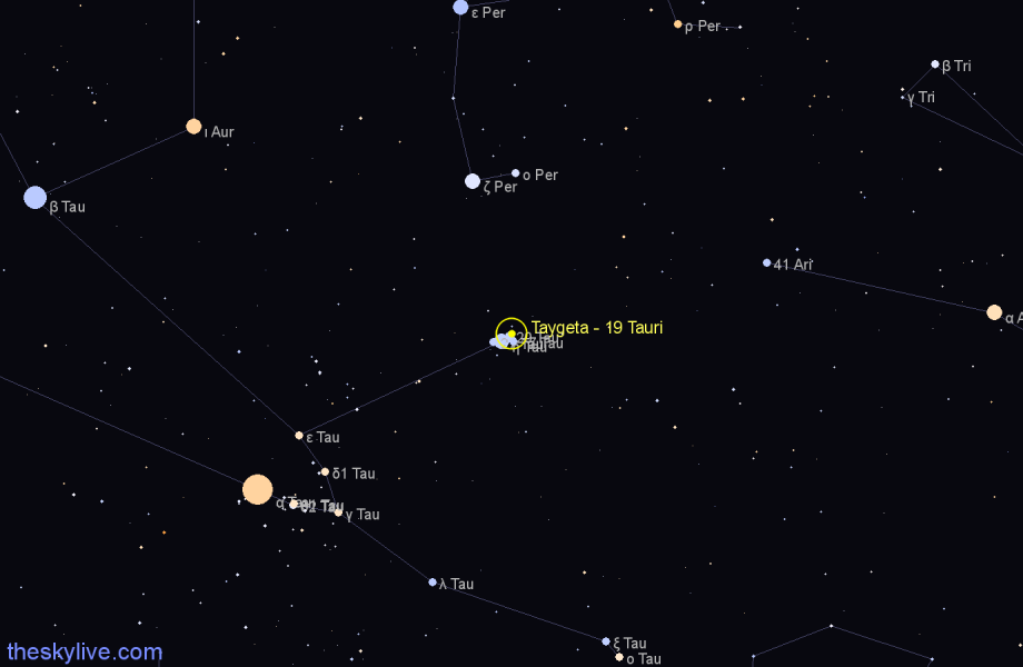 Finder chart Taygeta - 19 Tauri star