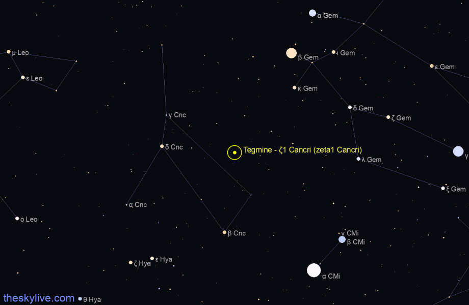 Finder chart Tegmine - ζ1 Cancri (zeta1 Cancri) star