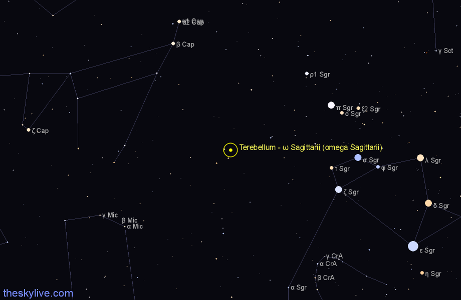 Finder chart Terebellum - ω Sagittarii (omega Sagittarii) star