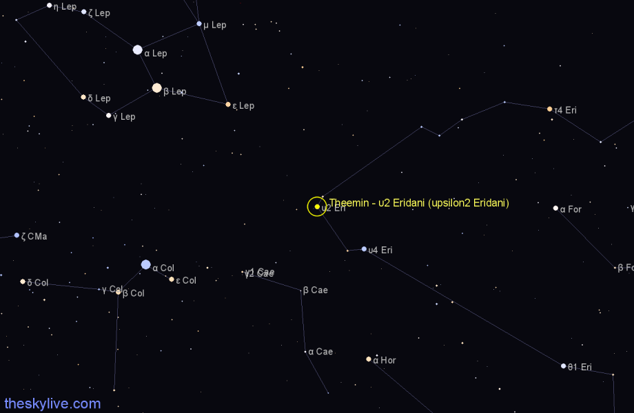 Finder chart Theemin - υ2 Eridani (upsilon2 Eridani) star