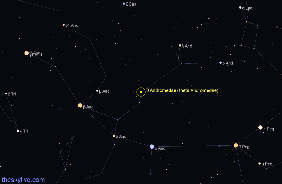 Finder chart θ Andromedae (theta Andromedae) star