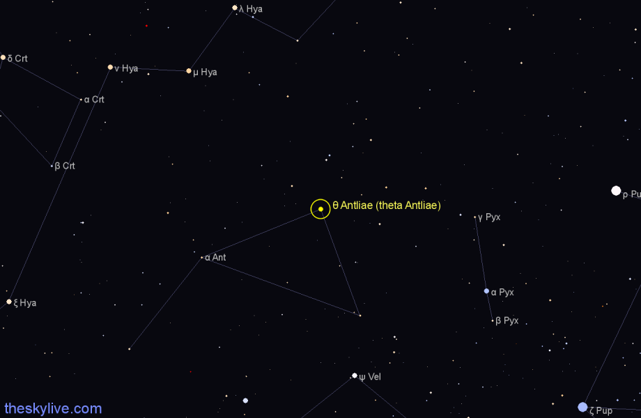 Finder chart θ Antliae (theta Antliae) star