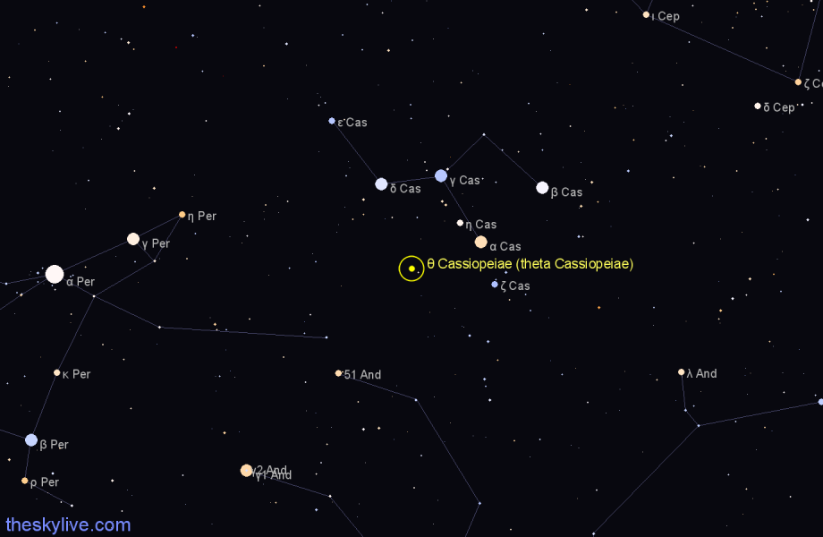 Finder chart θ Cassiopeiae (theta Cassiopeiae) star