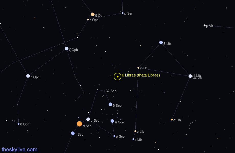 Finder chart θ Librae (theta Librae) star