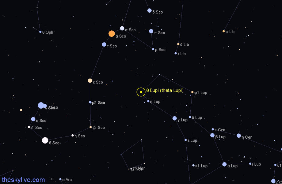 Finder chart θ Lupi (theta Lupi) star