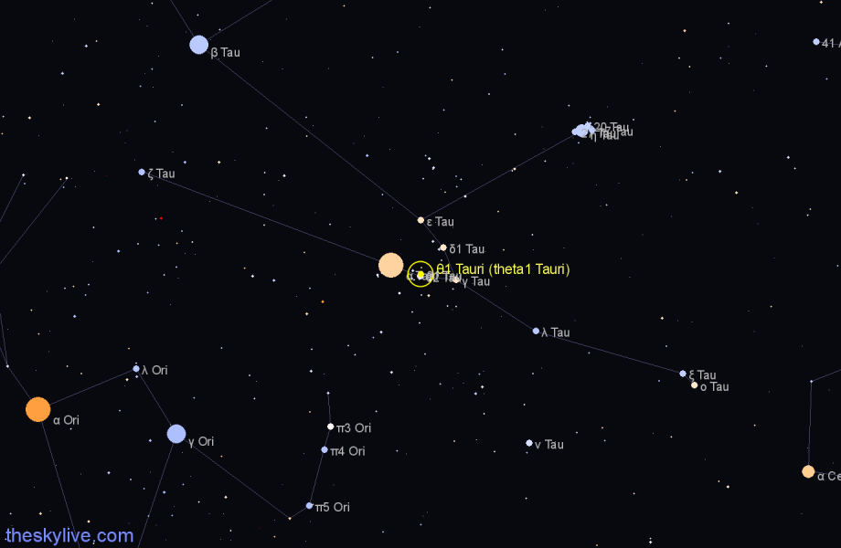 Finder chart θ1 Tauri (theta1 Tauri) star