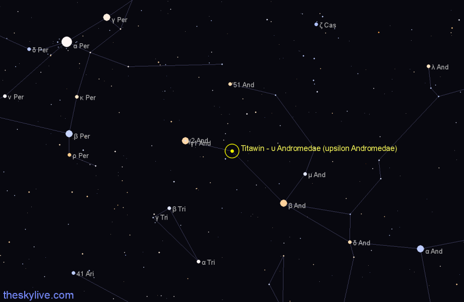 Finder chart Titawin - υ Andromedae (upsilon Andromedae) star
