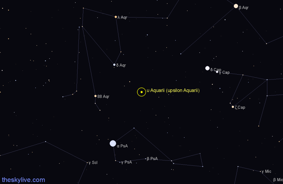 Finder chart υ Aquarii (upsilon Aquarii) star