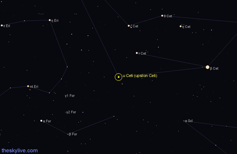 Finder chart υ Ceti (upsilon Ceti) star