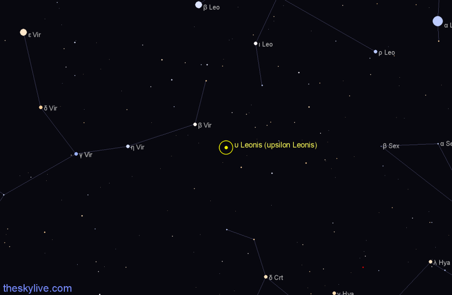 Finder chart υ Leonis (upsilon Leonis) star