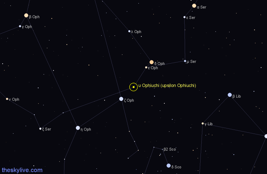 Finder chart υ Ophiuchi (upsilon Ophiuchi) star