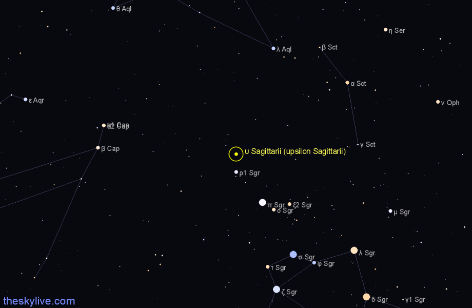 Finder chart υ Sagittarii (upsilon Sagittarii) star