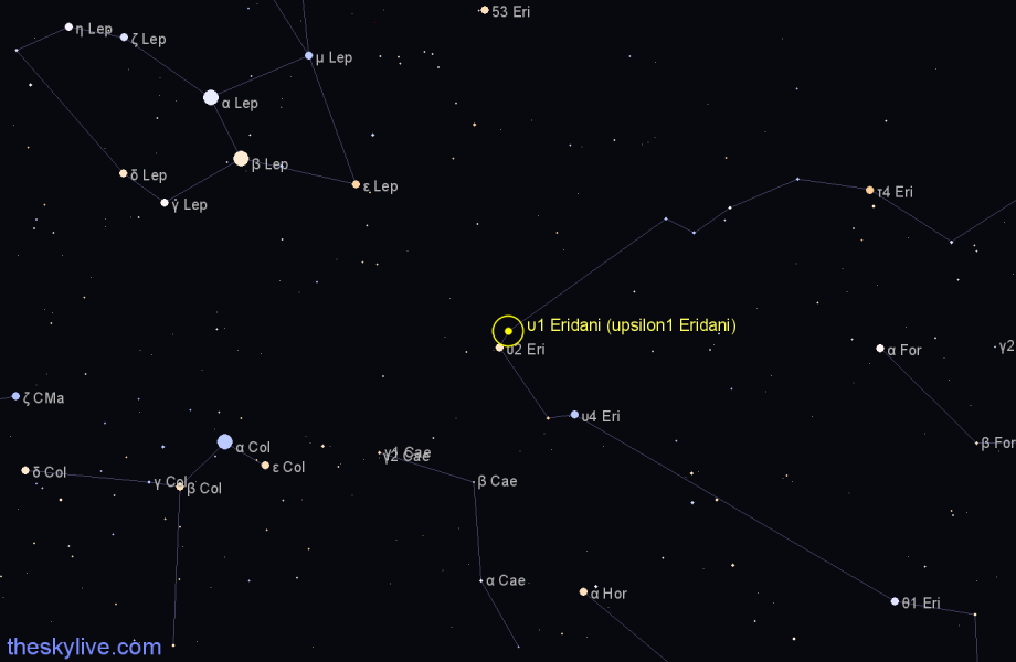 Finder chart υ1 Eridani (upsilon1 Eridani) star