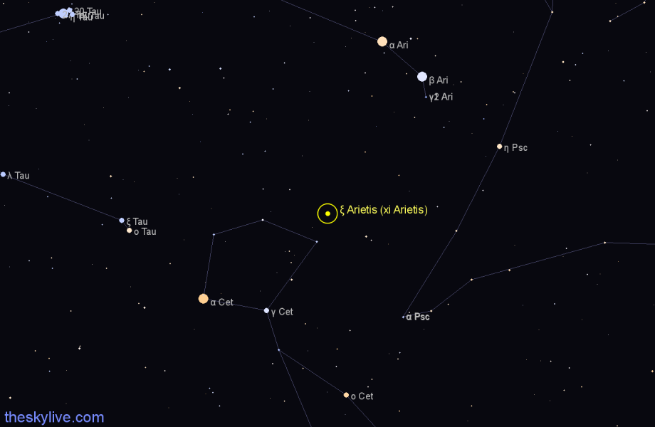 Finder chart ξ Arietis (xi Arietis) star