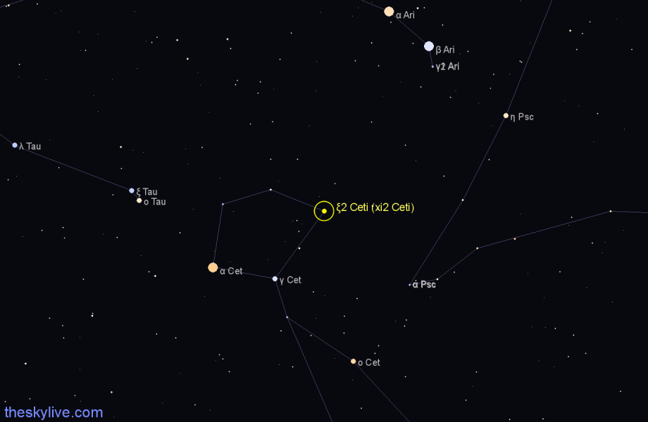Finder chart ξ2 Ceti (xi2 Ceti) star