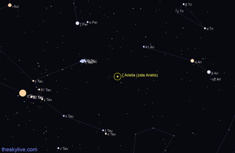 Finder chart ζ Arietis (zeta Arietis) star