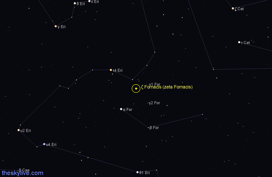 Finder chart ζ Fornacis (zeta Fornacis) star
