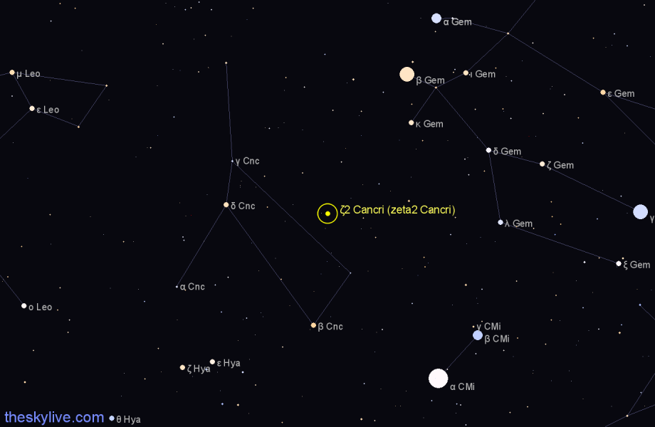 Finder chart ζ2 Cancri (zeta2 Cancri) star